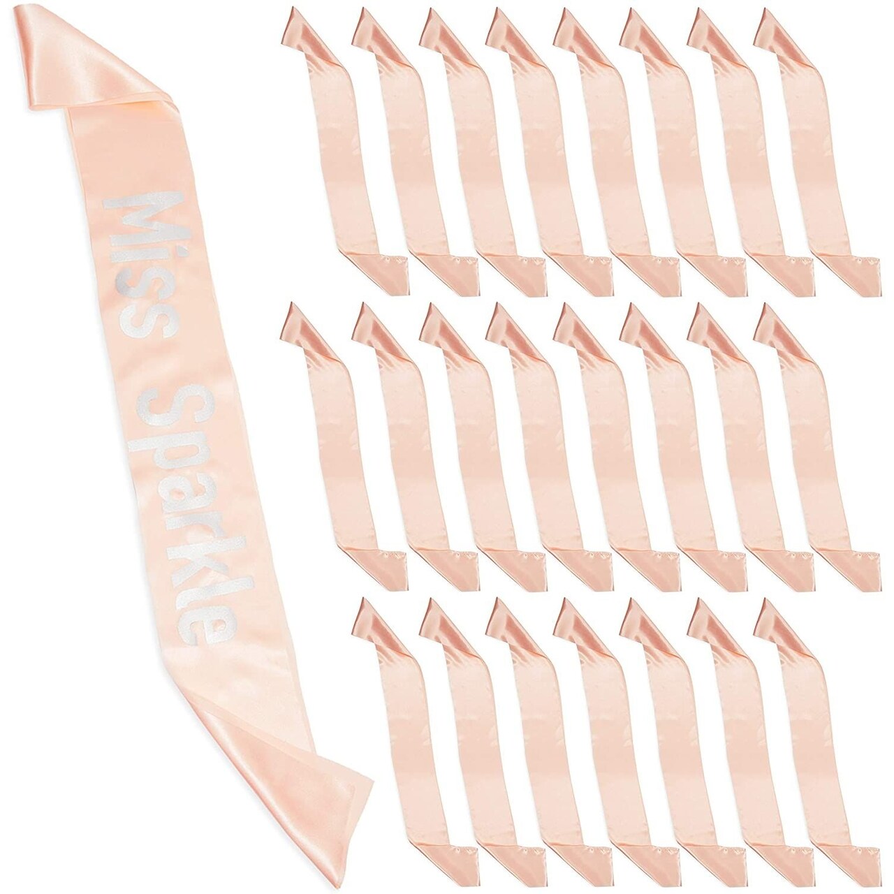 Shell Pink Satin Sashes for Pageants, Bachelorette Party, Prom (4 x 33 in, 24 Pack)
